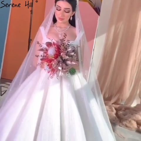 Vestidos de novia blancos de lujo y sexys 2025 con tirantes finos y cuentas, vestidos de novia de alta gama HA2468 hechos a medida 