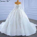 White Luxury Sexy Wedding Dresses 2025 Sparkle Beaded Lace Up Bride Gowns HM67284 Custom Made