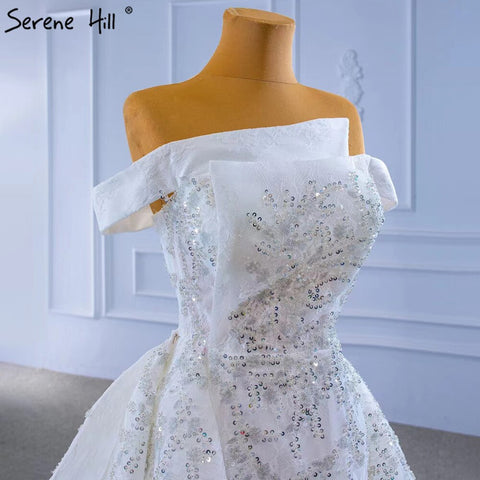 Vestido de noche blanco con sobrefalda de sirena, elegante, de lujo, con cuentas, para mujer, fiesta, HM67336 