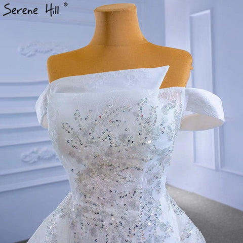 Vestido de noche blanco con sobrefalda de sirena, elegante, de lujo, con cuentas, para mujer, fiesta, HM67336 