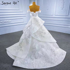 White Mermaid Overskirt Evening Dresses Gowns 2025 Beaded Elegant Luxury For Women Party HM67336