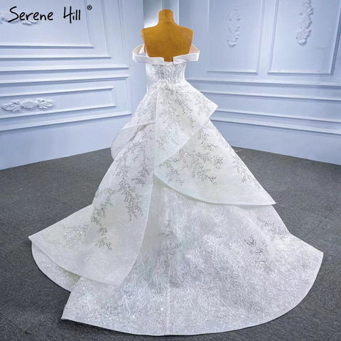 Vestido de noche blanco con sobrefalda de sirena, elegante, de lujo, con cuentas, para mujer, fiesta, HM67336 