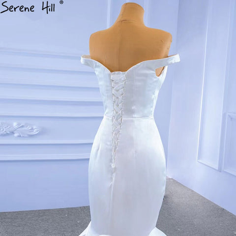 Vestidos de novia sencillos de sirena blanca 2025, elegantes y sexys, vestidos de novia con escote corazón HM67299, hechos a medida 