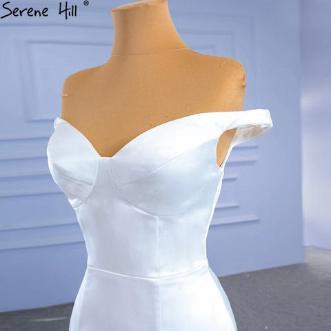 Vestidos de novia sencillos de sirena blanca 2025, elegantes y sexys, vestidos de novia con escote corazón HM67299, hechos a medida 