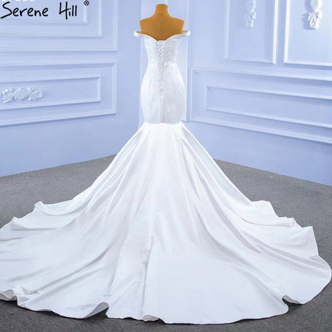 Vestidos de novia sencillos de sirena blanca 2025, elegantes y sexys, vestidos de novia con escote corazón HM67299, hechos a medida 