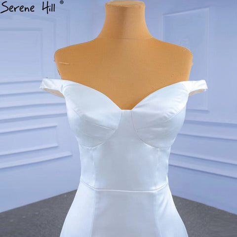 Vestidos de novia sencillos de sirena blanca 2025, elegantes y sexys, vestidos de novia con escote corazón HM67299, hechos a medida 