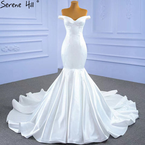 Vestidos de novia sencillos de sirena blanca 2025, elegantes y sexys, vestidos de novia con escote corazón HM67299, hechos a medida 