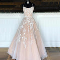 White Nude A-Line Prom Dresses 2025 Crystal Lace Flower Spaghetti Strap Graduation School Party Gown LA70506