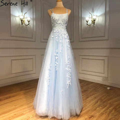 Vestido de fiesta blanco nude con corte A y encaje de cristal, tirantes finos, para graduación y escuela, LA70506 