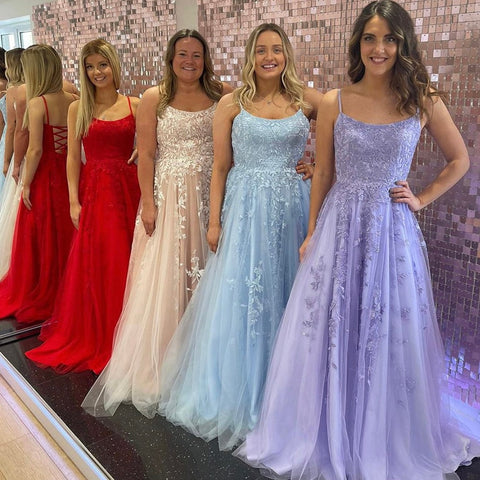 Vestido de fiesta blanco nude con corte A y encaje de cristal, tirantes finos, para graduación y escuela, LA70506 