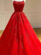 White Nude A-Line Prom Dresses 2025 Crystal Lace Flower Spaghetti Strap Graduation School Party Gown LA70506