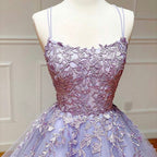 White Nude A-Line Prom Dresses 2025 Crystal Lace Flower Spaghetti Strap Graduation School Party Gown LA70506