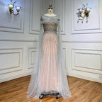 White Nude Elegant Mermaid Evening Dresses Gowns 2025 Feathers With Cape Sleeves Beaded For Women Party LA71724