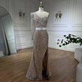 White Nude Mermaid One Shoulder High Split Beaded Luxury Evening Dresses Gowns For Women Wedding Party 2025 LA72269