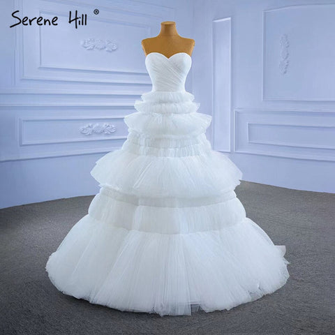Vestidos de novia blancos con volantes de princesa 2025, sencillos y sexys, de alta gama, HM67308, hechos a medida 