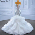 White Ruffles Beaded Luxury Wedding Dresses Gowns 2025 Spaghetti Straps Mermaid Elegant Bridal Dress HM67386