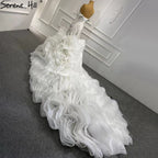 White Ruffles Beaded Wedding Dresses 2025 Mermaid Luxury Elegant Bride Gowns HM67283 Custom Made
