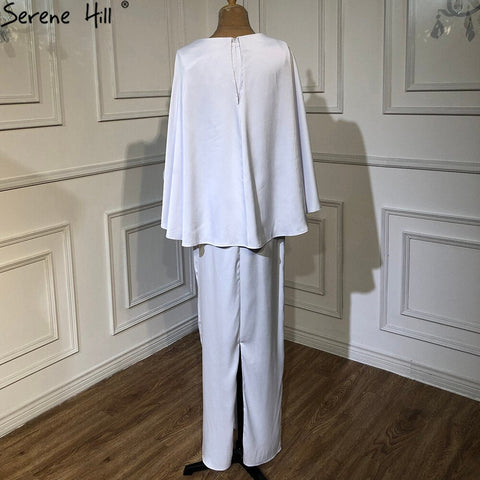 Vestidos de noche de sirena de satén blanco, 2025, mangas murciélago, largo hasta el tobillo, para mujer, fiesta, LA70681 