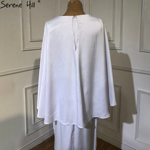 Vestidos de noche de sirena de satén blanco, 2025, mangas murciélago, largo hasta el tobillo, para mujer, fiesta, LA70681 