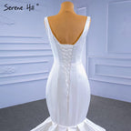 White Satin Mermaid Wedding Dresses 2025 Tiered Elegant Simple Sexy Bride Gowns HM67312 Custom Made