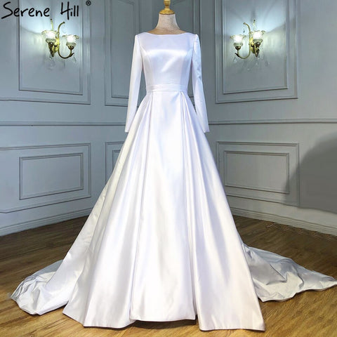 Vestidos de novia sexys de satén blanco 2025, sin mangas, sencillos, con cordones, vestidos de novia HA2503A, hechos a medida 