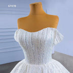 White Sexy Off Shoulder Lace Up Luxury Beaded Bride Gowns Wedding Dress 2025 High End Custom Made HM67478