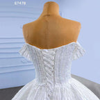 White Sexy Off Shoulder Lace Up Luxury Beaded Bride Gowns Wedding Dress 2025 High End Custom Made HM67478