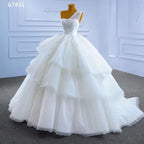 White Sexy One Shoulder Luxury Beaded Lace Up Bride Gowns Dubai Wedding Dress 2025 High End Custom Made HM67451