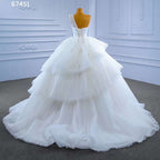White Sexy One Shoulder Luxury Beaded Lace Up Bride Gowns Dubai Wedding Dress 2025 High End Custom Made HM67451