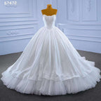 White Sexy Strapless Lace Up Luxury Beaded Pearls Bride Gowns Wedding Dress 2025 High End Custom Made HM67472