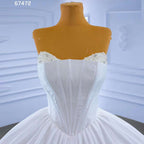 White Sexy Strapless Lace Up Luxury Beaded Pearls Bride Gowns Wedding Dress 2025 High End Custom Made HM67472