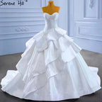 White Sweetheart Sexy Wedding Dresses 2025 Beaded Pearls Lace Up Bride Gowns HM67317 Custom Made