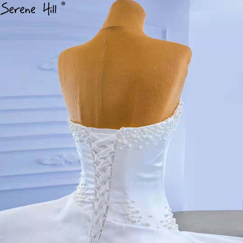 White Sweetheart Sexy Wedding Dresses 2025 Beaded Pearls Lace Up Bride Gowns HM67317 Custom Made