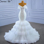 White Sweetheart Sexy Wedding Dresses 2025 Luxury Beaded Ruffles Bride Gowns HM67347 Custom Made