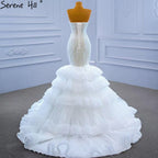 White Sweetheart Sexy Wedding Dresses 2025 Luxury Beaded Ruffles Bride Gowns HM67347 Custom Made