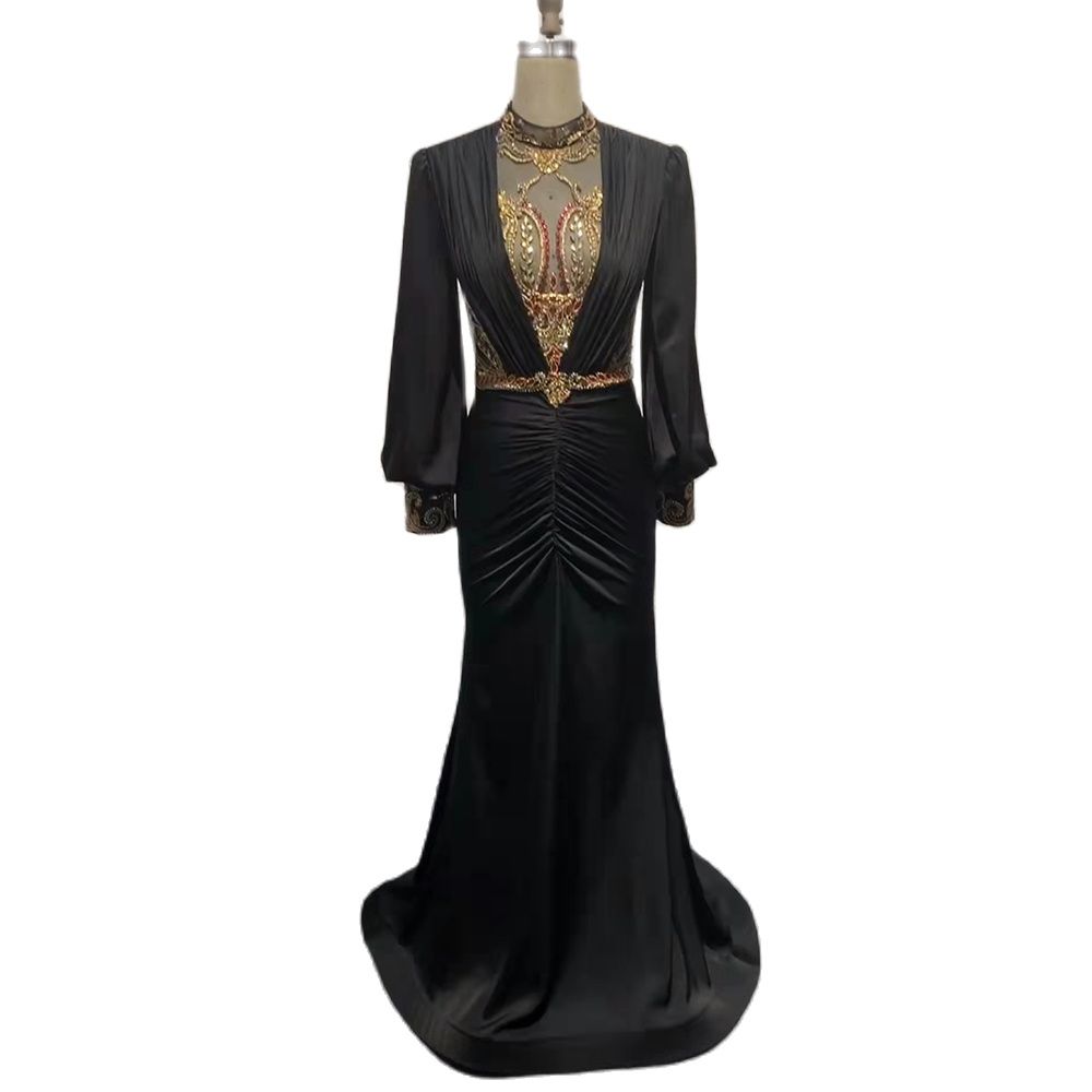 Wijn Rood Satijn Mermaid Avond Jurken 2025 Luxe Kralen Elegante Voor Vrouwen Party LA71555