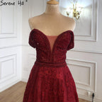 Wine Red A-Line Luxury Evening Dresses Gowns 2025 Crystal Sweetheart Sexy For Women Party LA71025