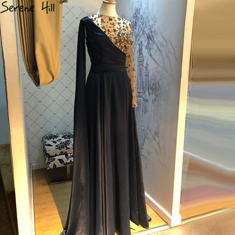 Vestidos de noche de lujo color vino tinto corte A, un hombro, diamantes, satén, para mujer, fiesta, LA70923 