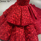 Wine Red Handmade Flowers Mermaid Wedding Dresses 2025 Off Shoulder Elegant Bride Gowns HA2462 Custom Made
