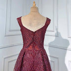 Wine Red Luxury Evening Dresses Gowns 2025 Beaded Mermaid Elegant Overskirt For Women Party LA71611