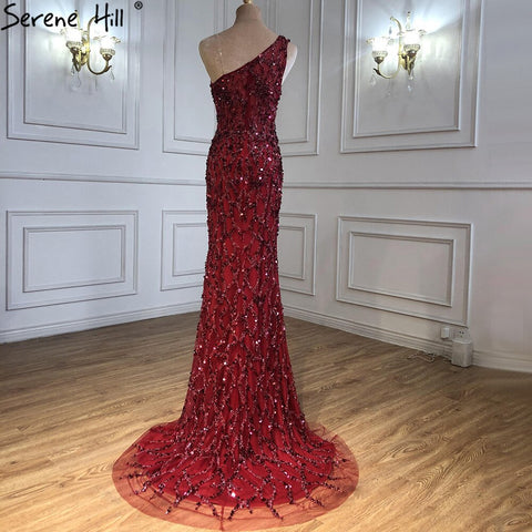 Vestido de noche de sirena de lujo en color vino tinto 2025, elegante falda desmontable con cuentas para mujer, fiesta LA70829A 