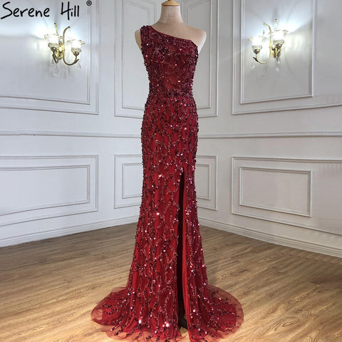 Vestido de noche de sirena de lujo en color vino tinto 2025, elegante falda desmontable con cuentas para mujer, fiesta LA70829A 
