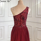 Wine Red Luxury Mermaid Evening Dresse Gowns 2025 Elegant Beaded Detachable Skirt For Women Party LA70829A