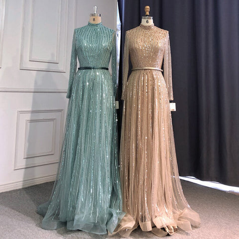 Vestidos de noche musulmanes de lujo color vino tinto 2025, corte A, con cuentas brillantes, para mujer, fiesta LA70991