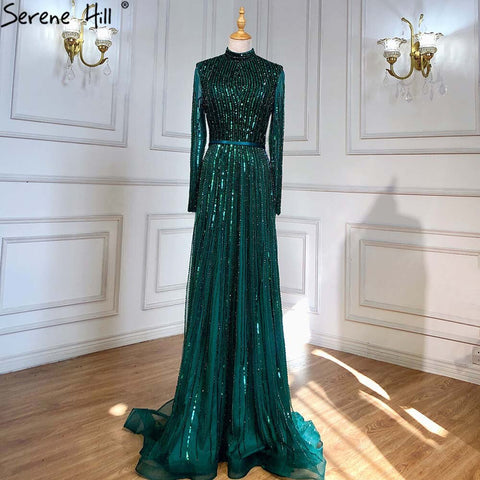 Vestidos de noche musulmanes de lujo color vino tinto 2025, corte A, con cuentas brillantes, para mujer, fiesta LA70991