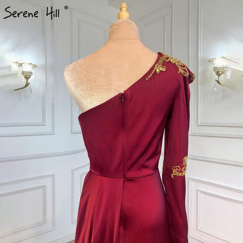 Vestido de noche con sobrefalda de satén rojo vino, elegante, sexy, estilo sirena, para mujer, fiesta, LA71322 