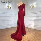 Wine Red Satin Overskirt Evening Dresses Gowns 2025 Mermaid Elegant Sexy For Women Party LA71322