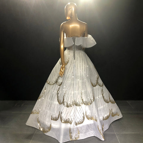 Wit A-lijn Luxe Avond Jurken 2025 Lentejuelas Sparkle Sexy Lace Up Para Vrouwen Party LA71559 