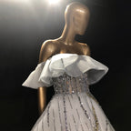 Wit A-lijn Luxe Avond Jurken 2025 Sequin Sparkle Sexy Lace Up Voor Vrouwen Party LA71559