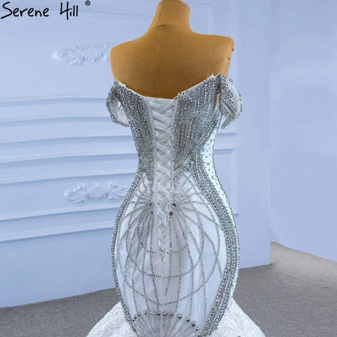 Vestidos de novia con diamantes Wit Kralen 2025 sirena elegante lujo Bruid Toga HM67385 hecho a medida 